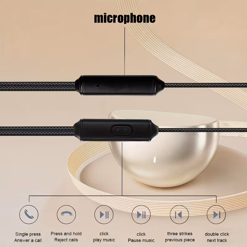 Wired Ear-Hook Headphones Designed for Sports, Comfortable for Long Wear, Compatible with Phones, Computers, Gaming, Live Streaming, And Karaoke. Features In-Line Controls with a Microphone for Clear Calls, Suitable for Running And Jumping Rope. Com